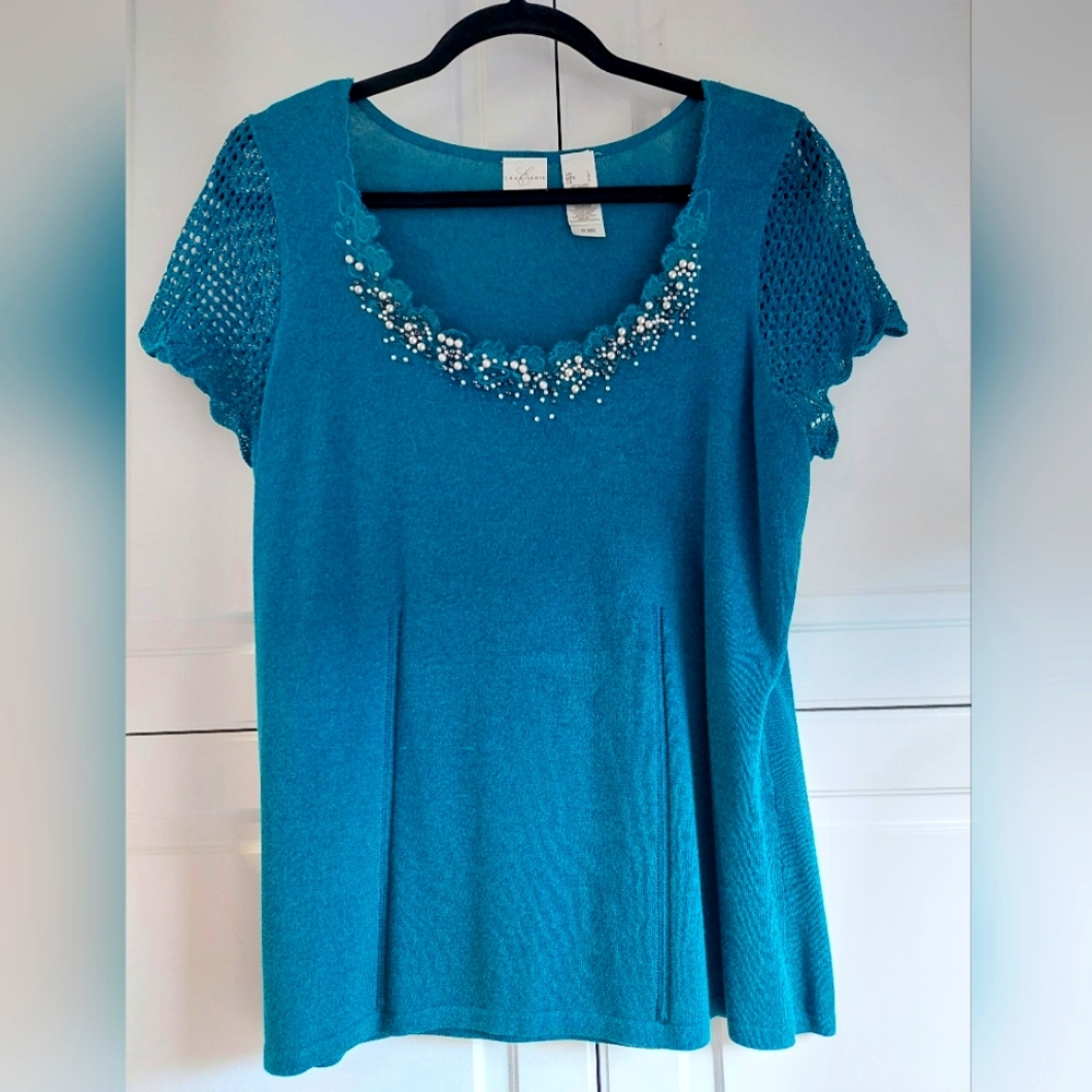 Emma James delicately beaded top, size L